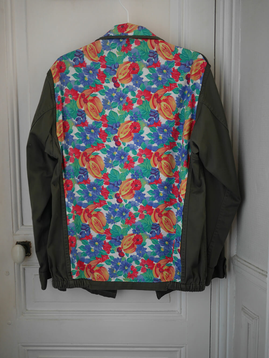 Veste militaire fleurie 70's