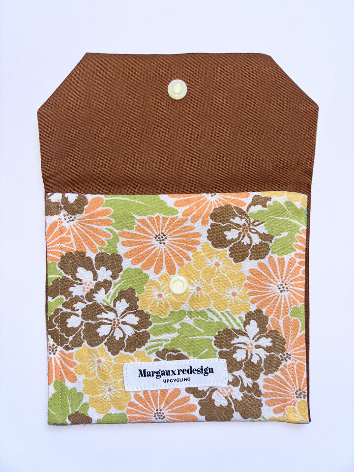 Mini pochette upcyclée fleur orange