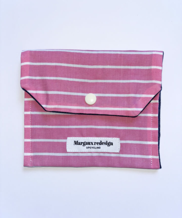 Pochette rose rayée Margaux redesign