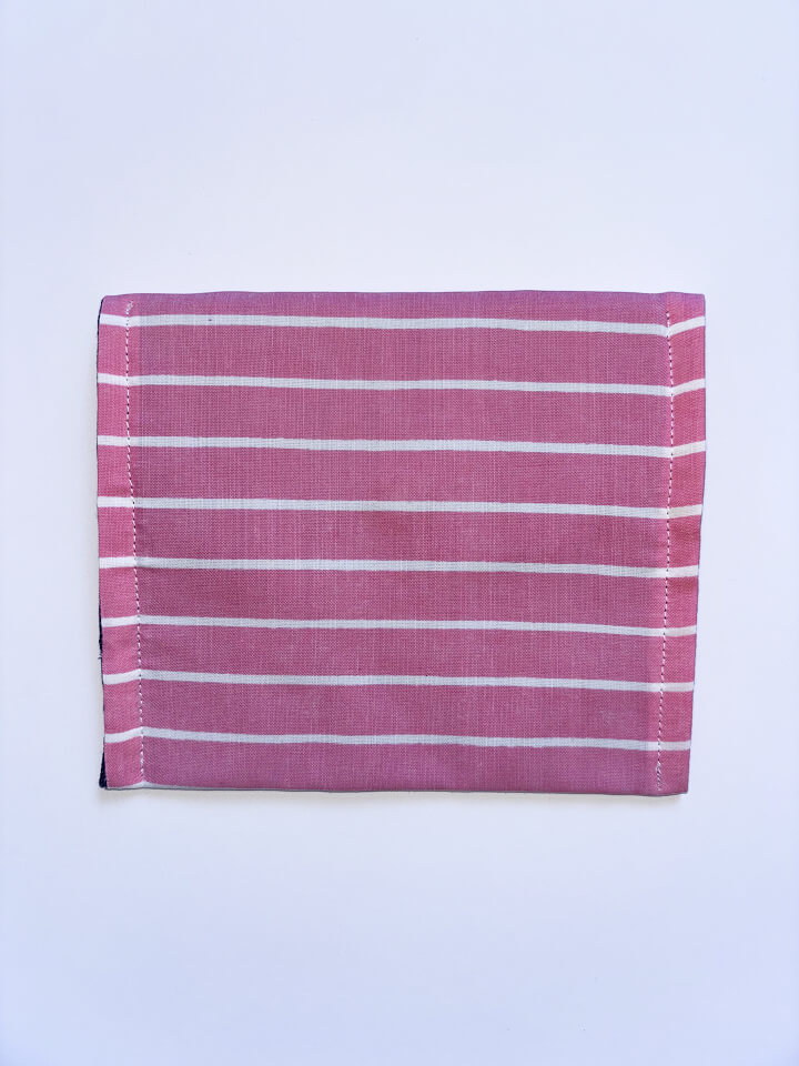 Mini pochette upcyclée rose rayée