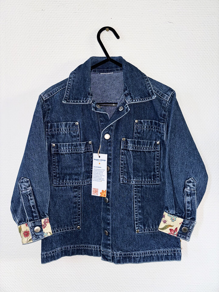 Veste en jean enfant fleurs