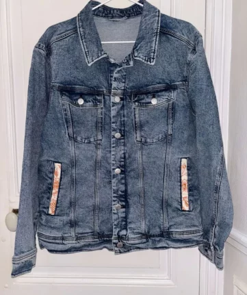 Veste en jean fleurs dessin Margaux redesign