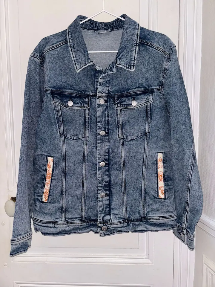 Veste en jean fleurs