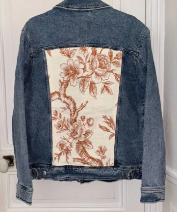Veste en jean fleurs dessin Margaux redesign