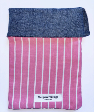 Pochette livre rose rayée Margaux redesign