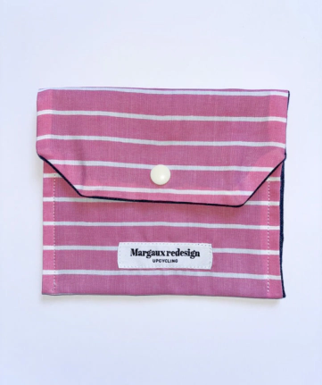 Pochette rose rayée Margaux redesign